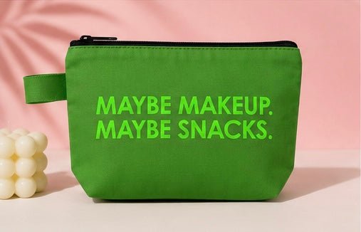 Maybe Makeup. Maybe Snacks. Canvas Zipper Pouch