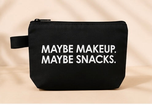 Maybe Makeup. Maybe Snacks. Canvas Zipper Pouch