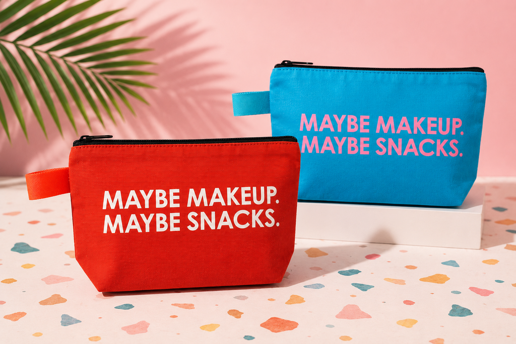 Maybe Makeup. Maybe Snacks. Canvas Zipper Pouch