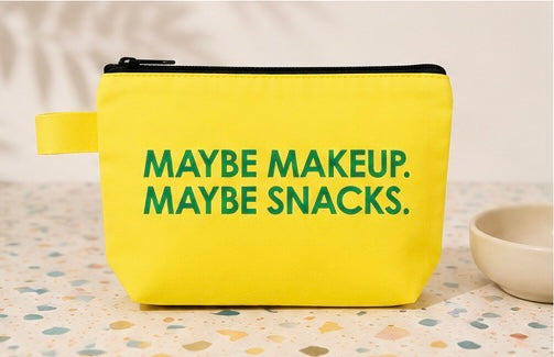 Maybe Makeup. Maybe Snacks. Canvas Zipper Pouch