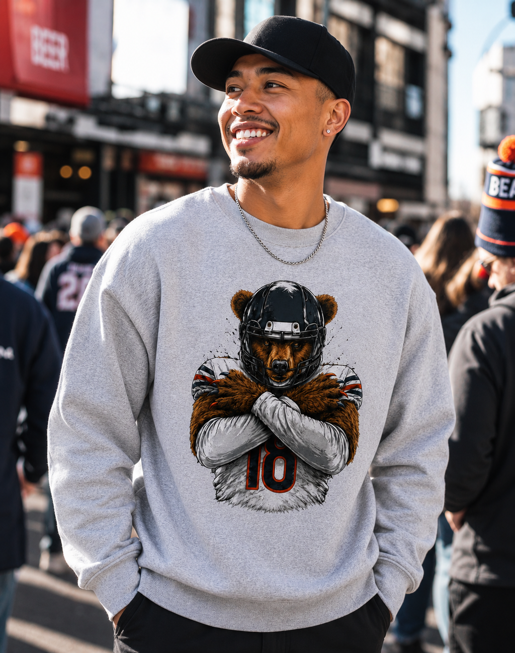 Chicago Football Bear Crewneck Sweatshirt