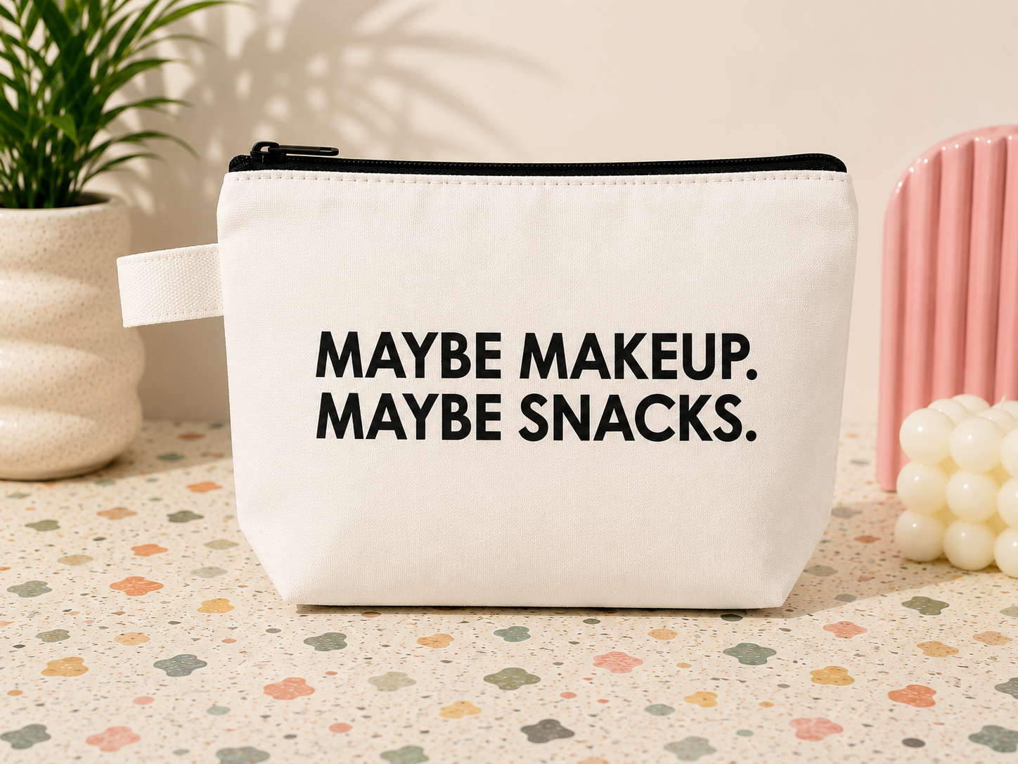 Maybe Makeup. Maybe Snacks. Canvas Zipper Pouch