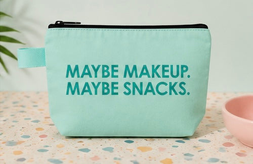 Maybe Makeup. Maybe Snacks. Canvas Zipper Pouch