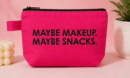 Maybe Makeup. Maybe Snacks. Canvas Zipper Pouch