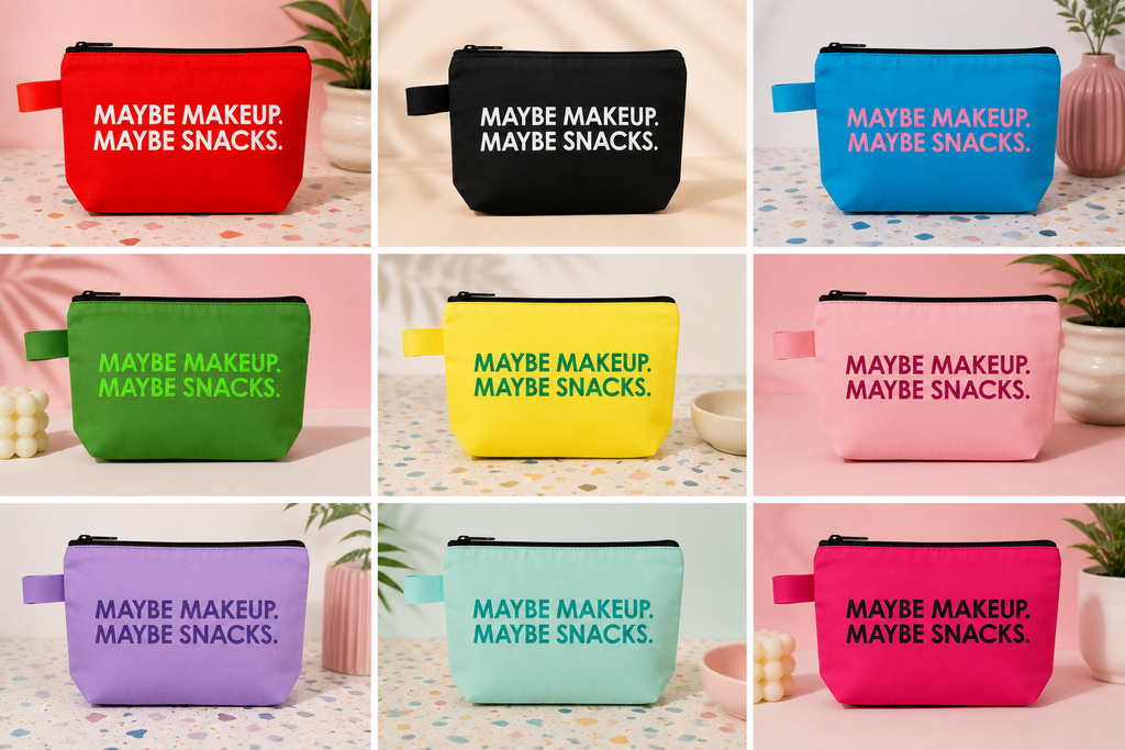 Maybe Makeup. Maybe Snacks. Canvas Zipper Pouch