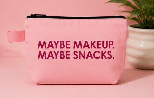 Maybe Makeup. Maybe Snacks. Canvas Zipper Pouch